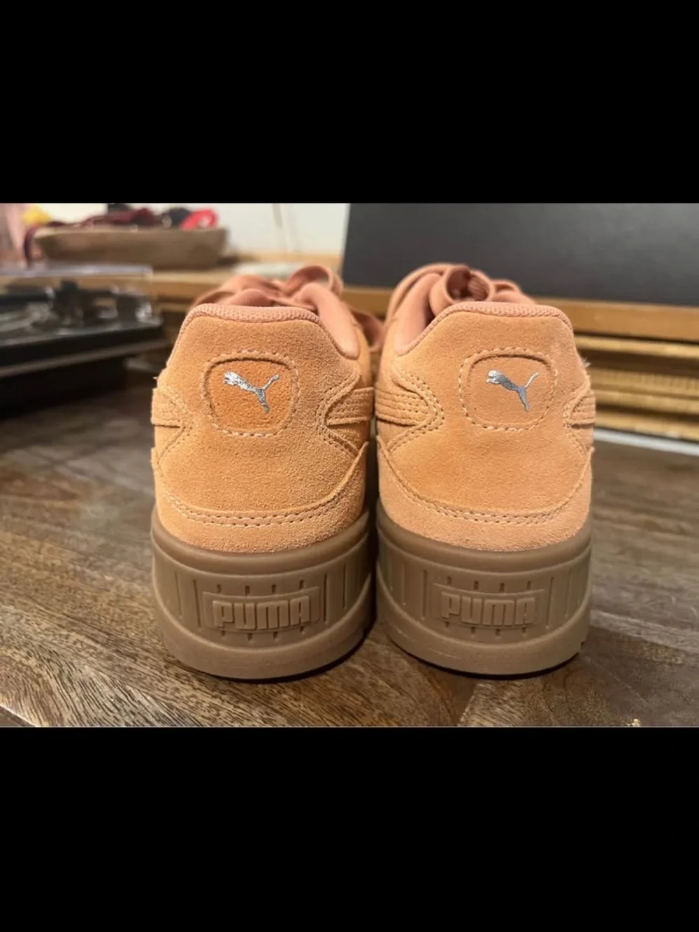 Puma Women's Platform Suede Sneaker in Peach/Tan